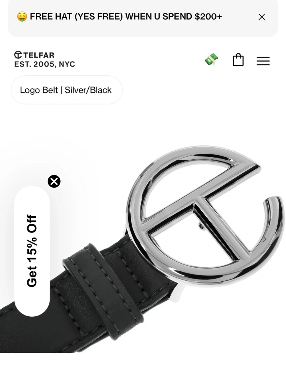 Telfar Logo Belt - Silver/Black (M/L)
